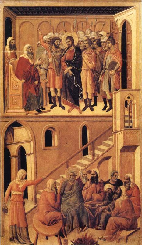 Duccio di Buoninsegna Peter's First Denial of Christ and Christ Before the High Priest Annas Norge oil painting art